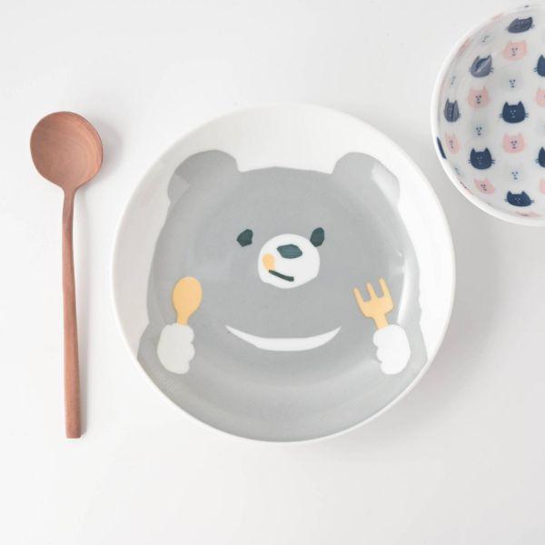 美濃焼 いただきますクマ 20cm皿　　日本製