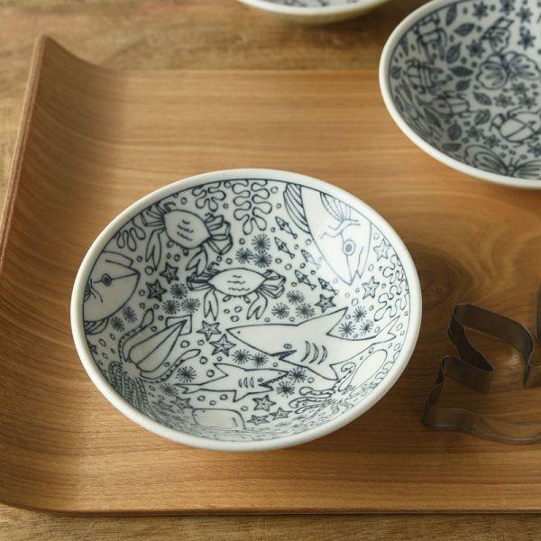 美濃焼 いきものずかん 13.8cm深皿 うみのなかま　　日本製