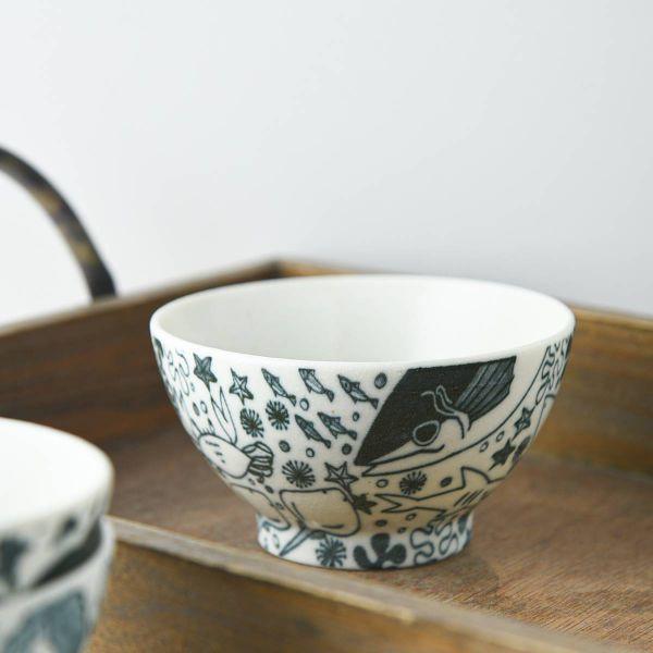 美濃焼 いきものずかん 11cmごはん茶碗 うみのなかま　　日本製