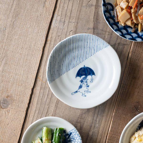 美濃焼 猫 シチタ ソメネコ 16.5cm皿 十草 日本伝統模様　　日本製