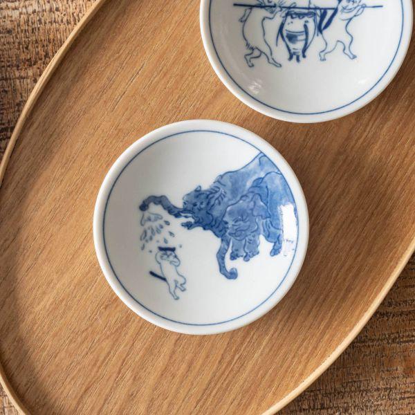 美濃焼 猫 シチタ 鳥獣戯画・猫 10cm小皿 象　　日本製