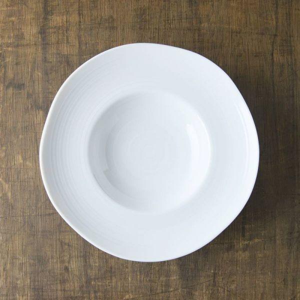 美濃焼 小田陶器 櫛目(kushime) 23.5cmハット皿 白　　日本製