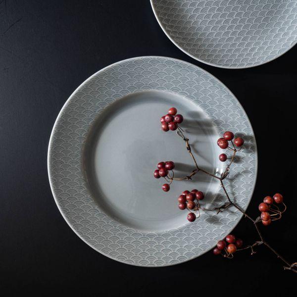 美濃焼 小田陶器 吉祥kissho 27cmリム皿  青海波　　日本製