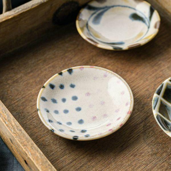 美濃焼 ブラッシュカラー small plate 手ぬぐい豆絞 9 cm　　日本製