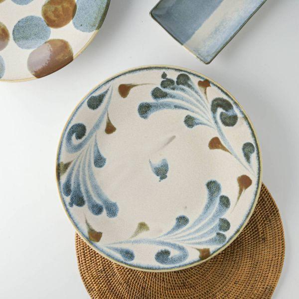 美濃焼 Brush Blue ディナープレート 唐草 28 cm　　日本製