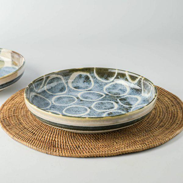 美濃焼 Brush Blue パスタボウル 百丸 20 cm　　日本製