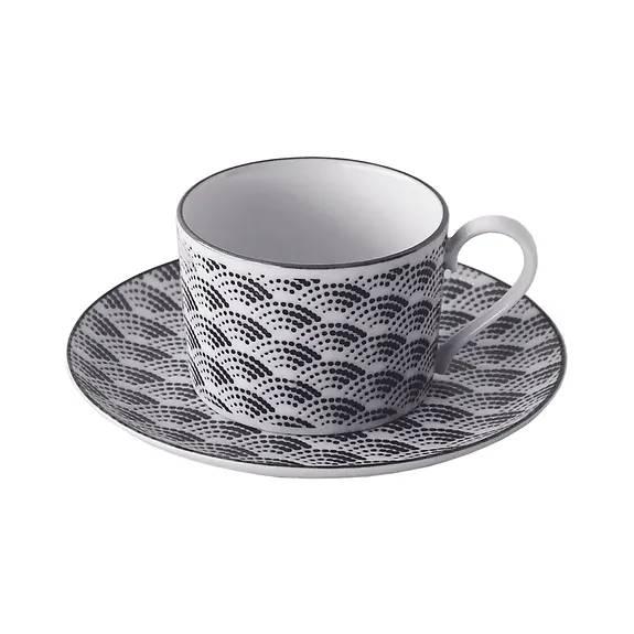 アワサカ コモン 青海波 コーヒー碗皿　　日本製