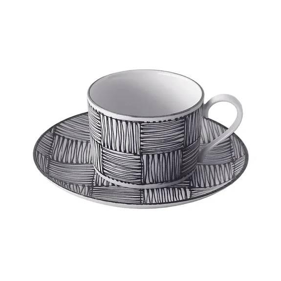 アワサカ コモン 市松 コーヒー碗皿　　日本製