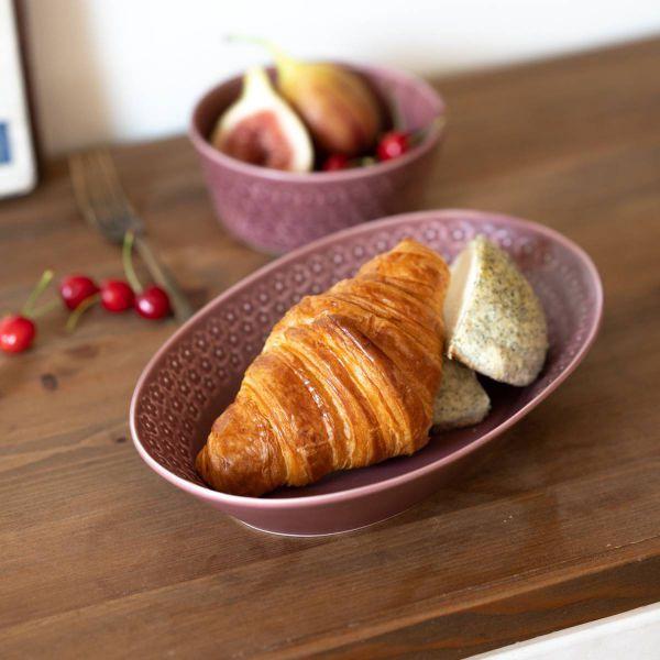 美濃焼 プレス・ド・フラワー  26.5cmオーバルベーカー マットローズ　　日本製