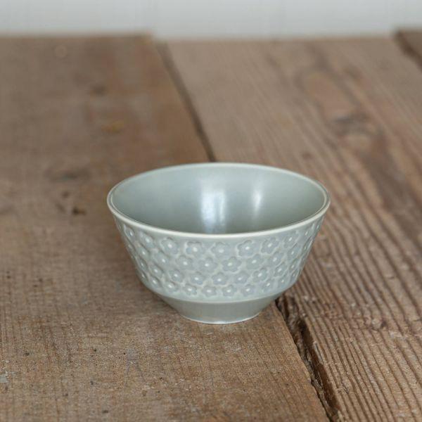 美濃焼 プレス・ド・フラワー  11cmご飯茶碗 マットグレー　　日本製