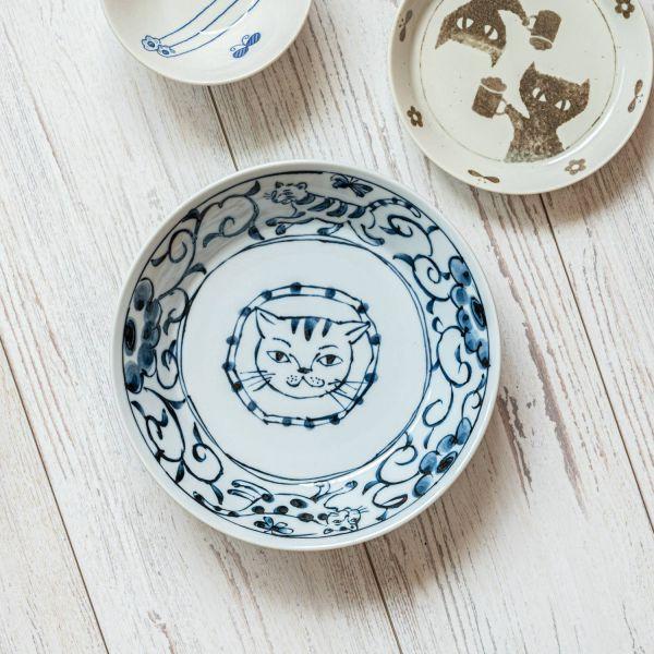 美濃焼 もっと ねこまるけ ヒゲカラ 20.7cm深皿　　日本製