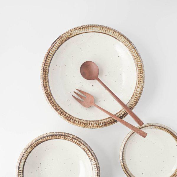 美濃焼 削ぎ模様 21cmパスタ&amp;カレー皿 梨地　　日本製