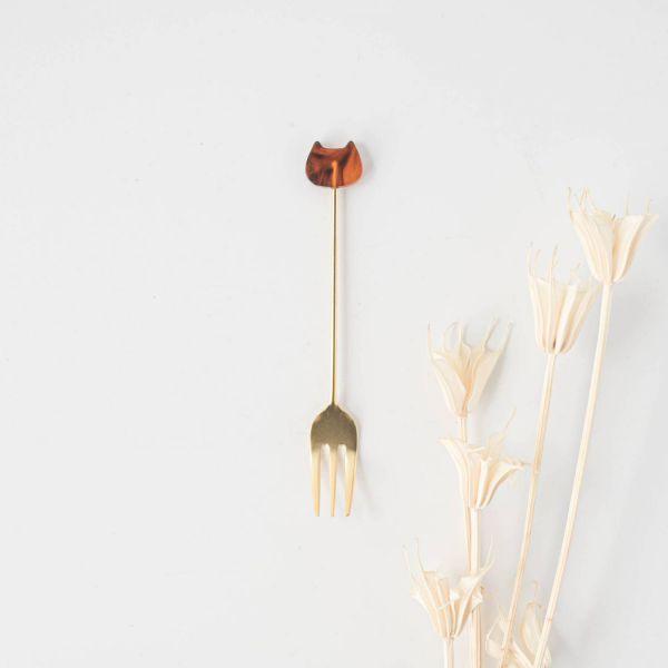 燕三条 ネコ アクリルカトラリー マーブル ベッコウフォーク　　日本製