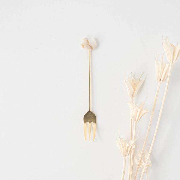 燕三条 ネコ アクリルカトラリー マーブル シロフォーク　　日本製