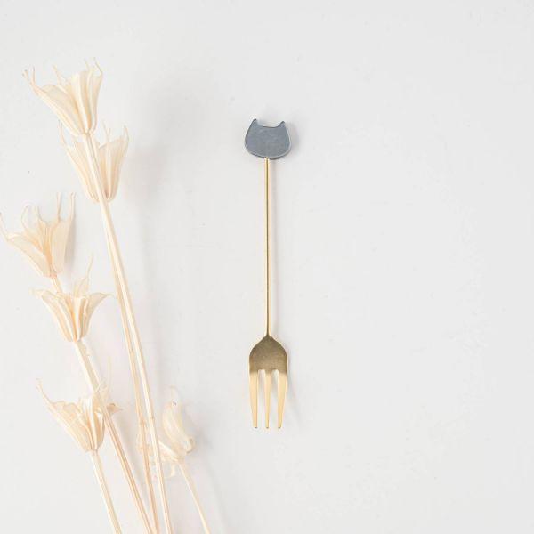 燕三条 ネコ アクリルカトラリー マーブル クロフォーク　　日本製