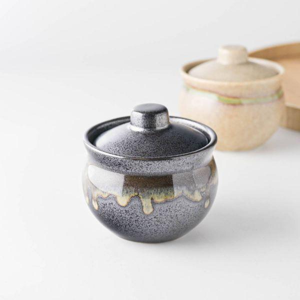 美濃焼 ミニ蓋物薬味入れ 黒　　アウトレット訳あり品 日本製 訳あり品