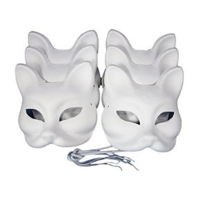 狐のお面 6個セット コスチューム用小物 白色 17cmx17cmx9cm