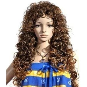 カール ウィッグ ウィッグネット 付 かつら ロング ゆる巻き ウェーブ コスプレ 75cm ブラウン ゴールド メッシュ