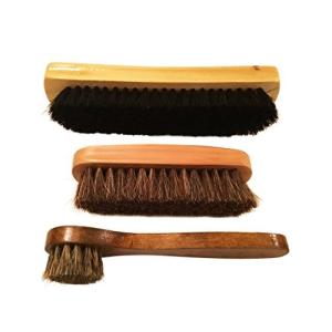 お手入れ 靴磨き ブラシ 3本セット 馬毛ハンドルブラシ