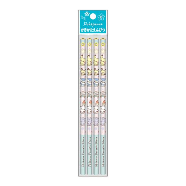 ポケモン　かきかた鉛筆　B　六角軸　4本組　ポケピース柄　4901772419105　新入学文具　[...