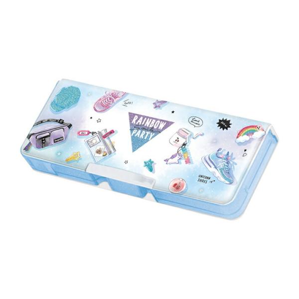 筆箱　片面　コンパクト　2段式　RAINBOW SMILE柄　103081　新入学文具 　[M便 1...