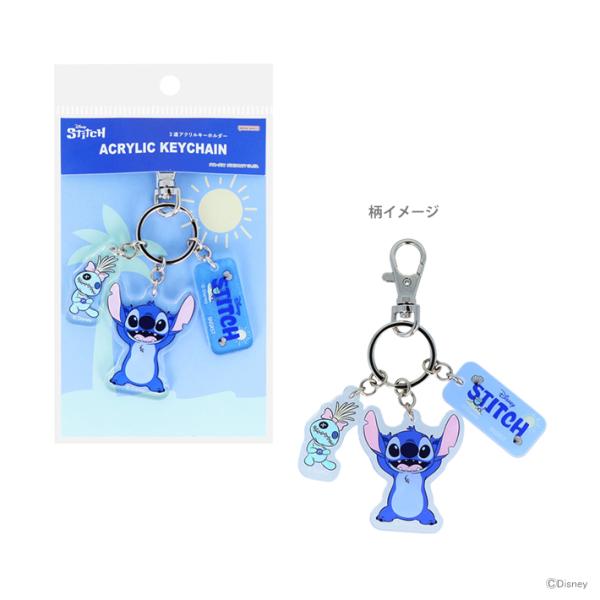 ディズニー　リロ&amp;スティッチ　3連アクリルキーホルダー　ブルー　サマービーチ柄　4901770234...