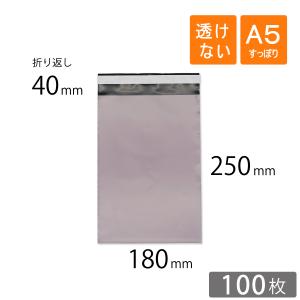 宅配ビニール袋 A5 すっぽり 幅180×高さ250+折り返し40mm 厚さ0.08mm バイオレット色 100枚｜putiputiya