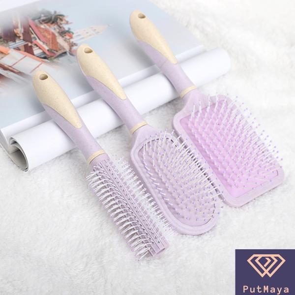 ヘアブラシ ブラシ 正方形ブラシ 楕円形ブラシ カールブラシ 3点セット 艶髪 ヘアケア サラサラ ...