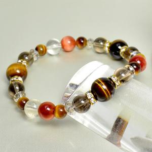パワーストーン ブレスレット タイガーアイ スモーキークォーツ シトリン オレンジサンタイガーアイ【ネコポス可】