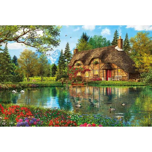 ジグソーパズル 1000ピース フローラル レイクヴィラ 風景画 アップルワン 1000-840