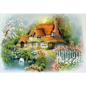 シニアが楽しめるらくらくパズル 花香るせせらぎの庭 ジグソーパズル 88ピース 大きいピース 風景画 アップルワン 88-101｜puzzle-seikatsu