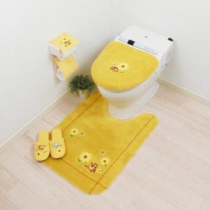 となりのトトロ ねこバス ロング トイレマットセット 4点セット ジブリ 花のバス停 トイレマット 80×60cm 兼用フタカバー｜pvd1