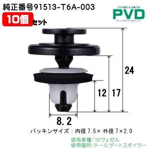内張クリップ 10個 テールゲートスポイラー クリップ ホンダ '13ヴェゼル 純正番号 91513-T6A-003 CH-774 NH-774 car clip fasner NAH-774-10