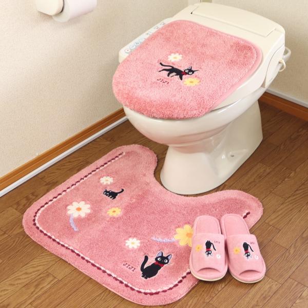 魔女の宅急便 トイレマットセット 3点セット ジブリ ジジ 花さんぽ トイレマット 58×60cm ...
