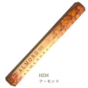 HEM６角香　アーモンド　約20本 六角香 スティック 線香 ヘクサ香 竹芯香 お香 インド香