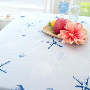 テーブルクロス コットン プリント 105cmx105cm マルチクロス トップクロス インド綿　シェル