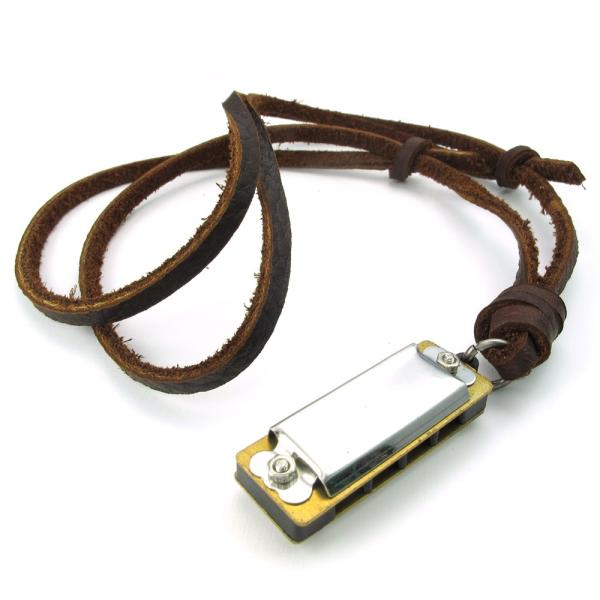 PW 高品質合金 本革 ハーモニカ ネックレス 条件付 送料無料 24430