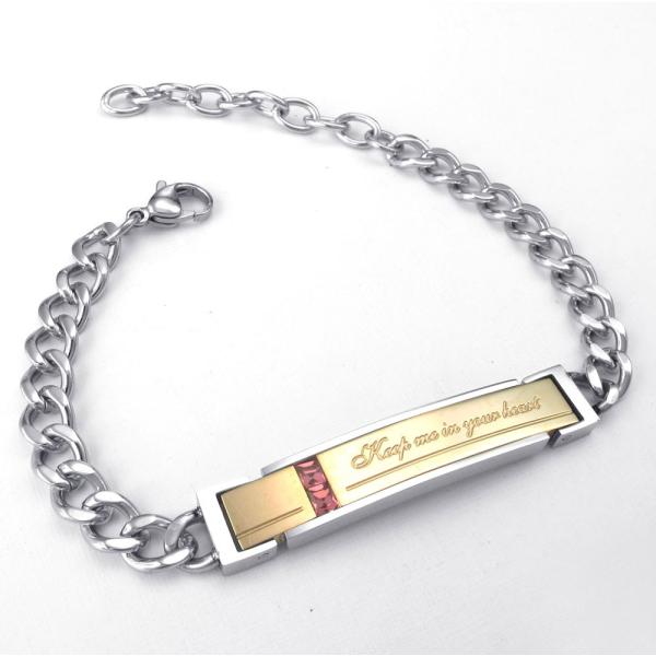 PW 高品質ステンレス ジルコン カップル ブレスレット 24738