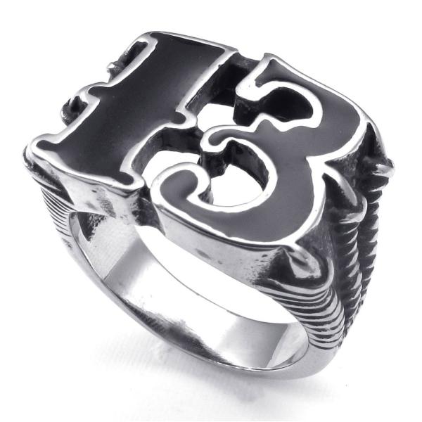 PW 高品質316Lステンレス ローマ数字13 指輪 条件付 送料無料 24822