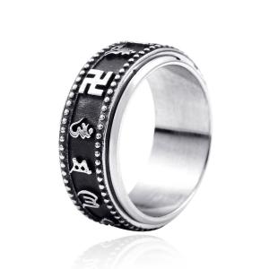 リング[ラッピング対応] PW 精良SUS316L製 BIGBANGのG-DRAGONクォンジヨン愛用スタイル 六字大明呪 ring / 幅8mm 14-28号 5g 条件付送料無料61075