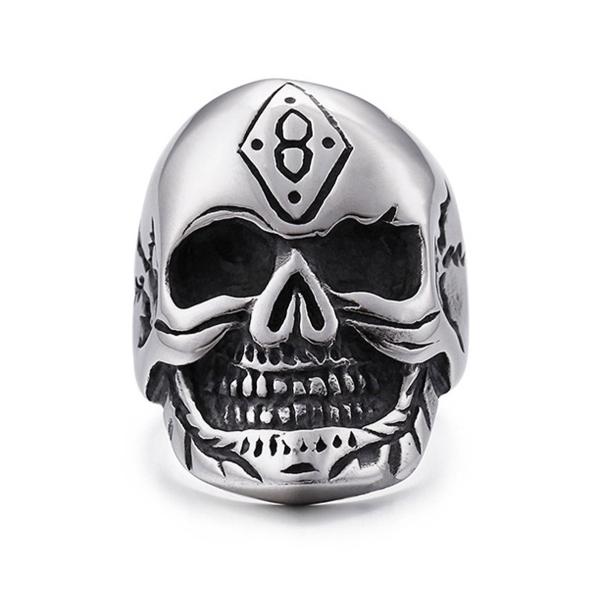 指輪 リング[ラッピング対応] PW 精良SUS316L製 シルバー銀 髑髏 スカル ラッキーナンバ...