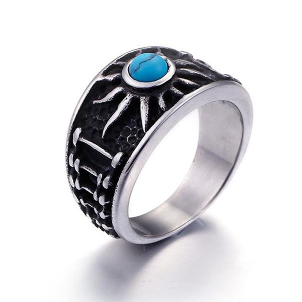 指輪 リング[ラッピング対応] PW 精良SUS316L製 トルコ石 クラシカル 古典風 太陽 ri...