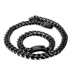 セット[ラッピング対応] PW 精良SUS316L製 金銀黒の3色 シンプル 喜平 bracelet necklace セット /  長さ215-450mm 幅12mm 条件付送料無料61883｜pwatch2014
