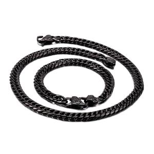 セット[ラッピング対応] PW 精良SUS316L製 金銀黒の3色 百合の紋章 喜平 bracelet necklace セット /  長さ215-450mm 幅9mm 条件付送料無料61886｜pwatch2014