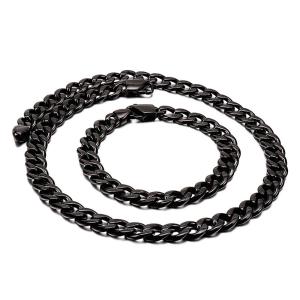 セット[ラッピング対応] PW 精良SUS316L製 金銀黒の3色 シンプル 喜平 bracelet necklace セット /  長さ215-450mm 幅10mm 条件付送料無料61888｜pwatch2014