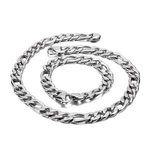 セット[ラッピング対応] PW 精良SUS316L製 金銀黒の3色 シンプル 喜平 bracelet necklace セット /  長さ215-540mm 幅12mm 条件付送料無料61893｜pwatch2014