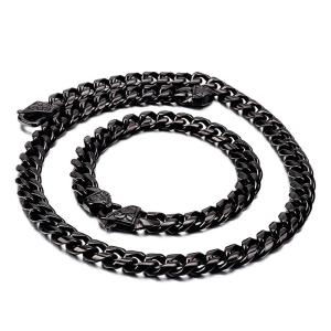 セット[ラッピング対応] PW 精良SUS316L製 銀金黒の3色 百合の紋章 喜平 bracelet necklace セット /  長さ215-450mm 幅10mm 条件付送料無料61899｜pwatch2014