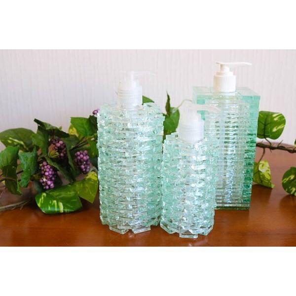 ガラス製ソープボトル（四角・Ｌ・白）　アジアン　バリ　雑貨　