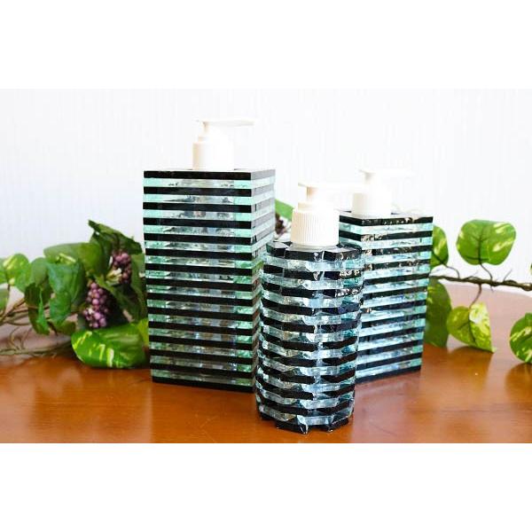 ガラス製ソープボトル（四角・Ｍ・黒）　アジアン　バリ　雑貨　