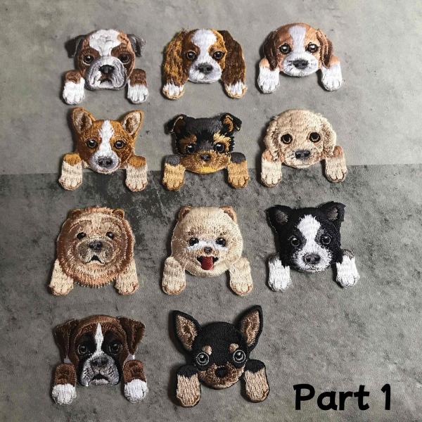 ワッペン　犬　いぬ　刺繍　アイロン　ハンドメイド　手芸　アップリケ